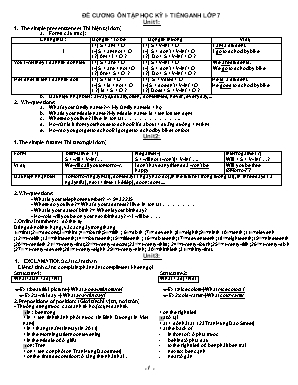 Đề cương ôn tập học kỳ I Tiếng Anh Lớp 7